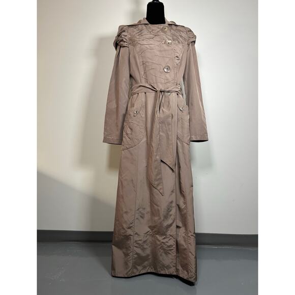 Kent maxi button up trench coat style dress detailed silky, looking belt size 42 - Picture 1 of 14